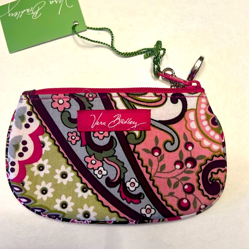 Vera Bradley Zip ID coin purse. Very Berry Paisley